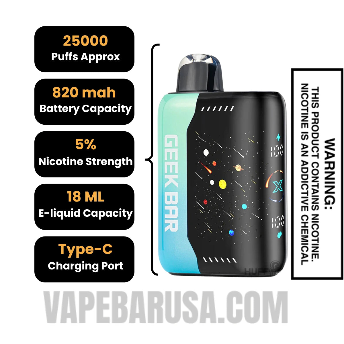 ATL Mint Geek Bar Pulse X 25K Disposable Vape Specifications