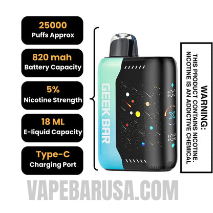 ATL Mint Geek Bar Pulse X 25K Disposable Vape Specifications