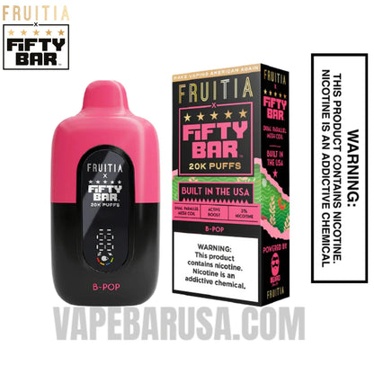 B-pop Fruitia X Fifty Bar 20K Vape With Package Box