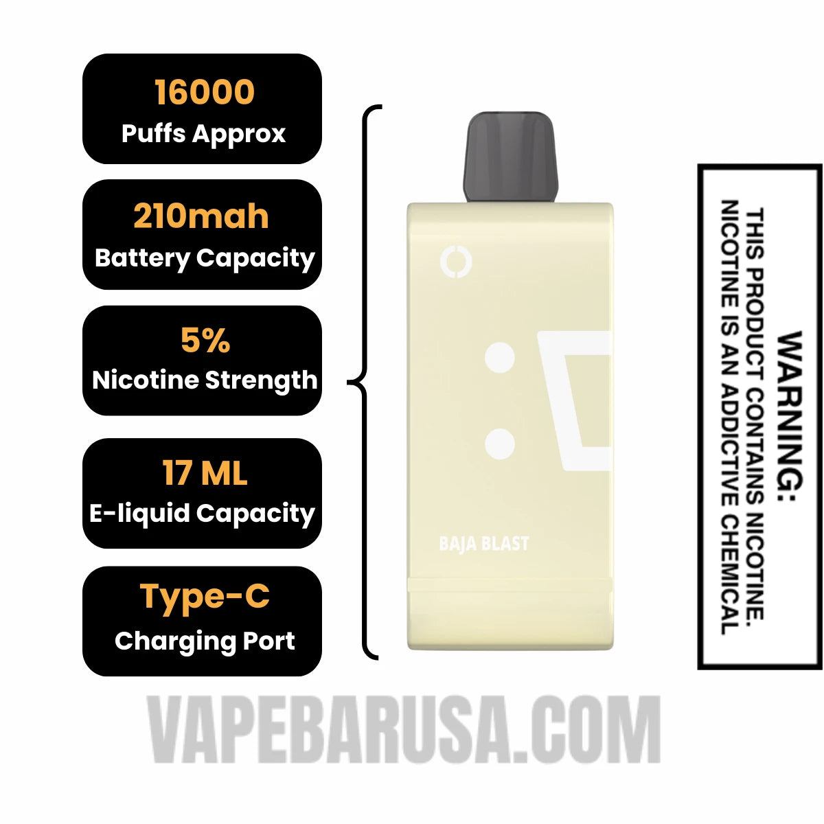 Baja Blast Off Stamp SW16000 Disposable Pod Specifications