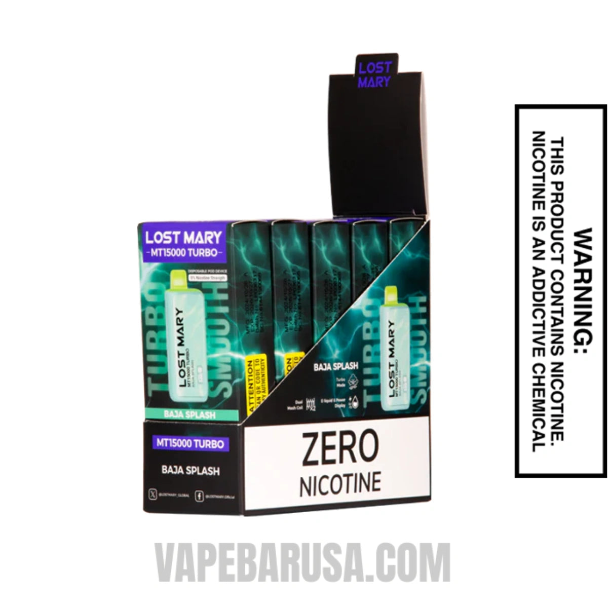 Baja Splash Lost Mary MT15000 Turbo Vape - 0% Nic with bundle box 