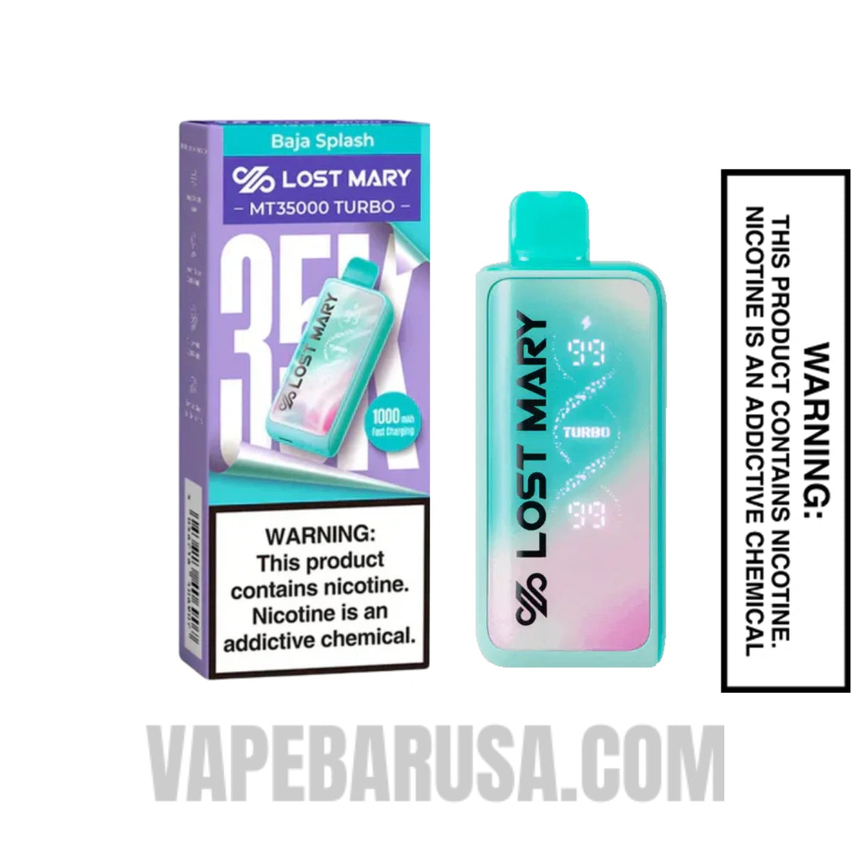 Baja Splash Lost Mary MT35000 Disposable Vape - 0% Nic with package box