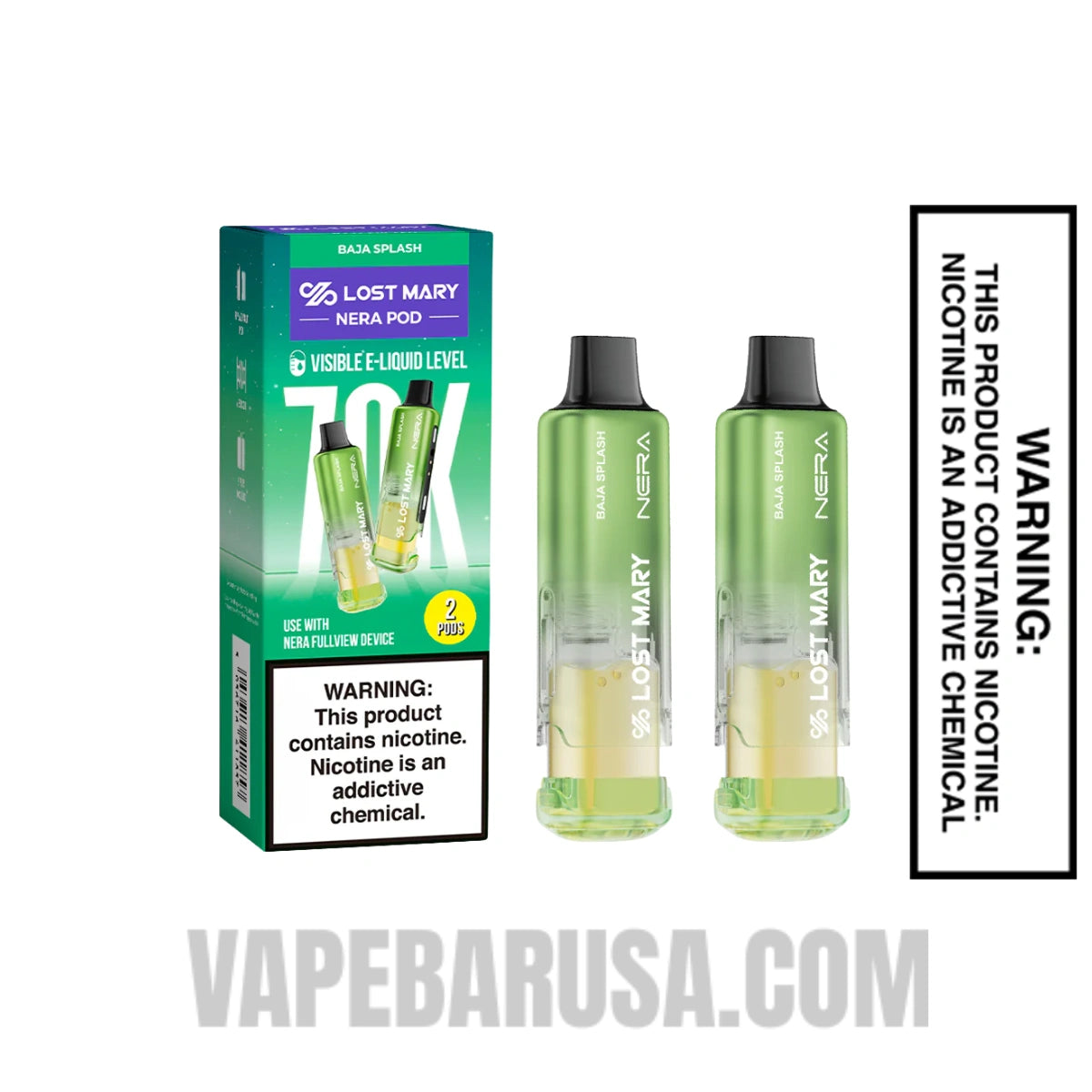 Baja Splash Lost Mary Nera Fullview 70K Disposable Vape Pod With Package Box