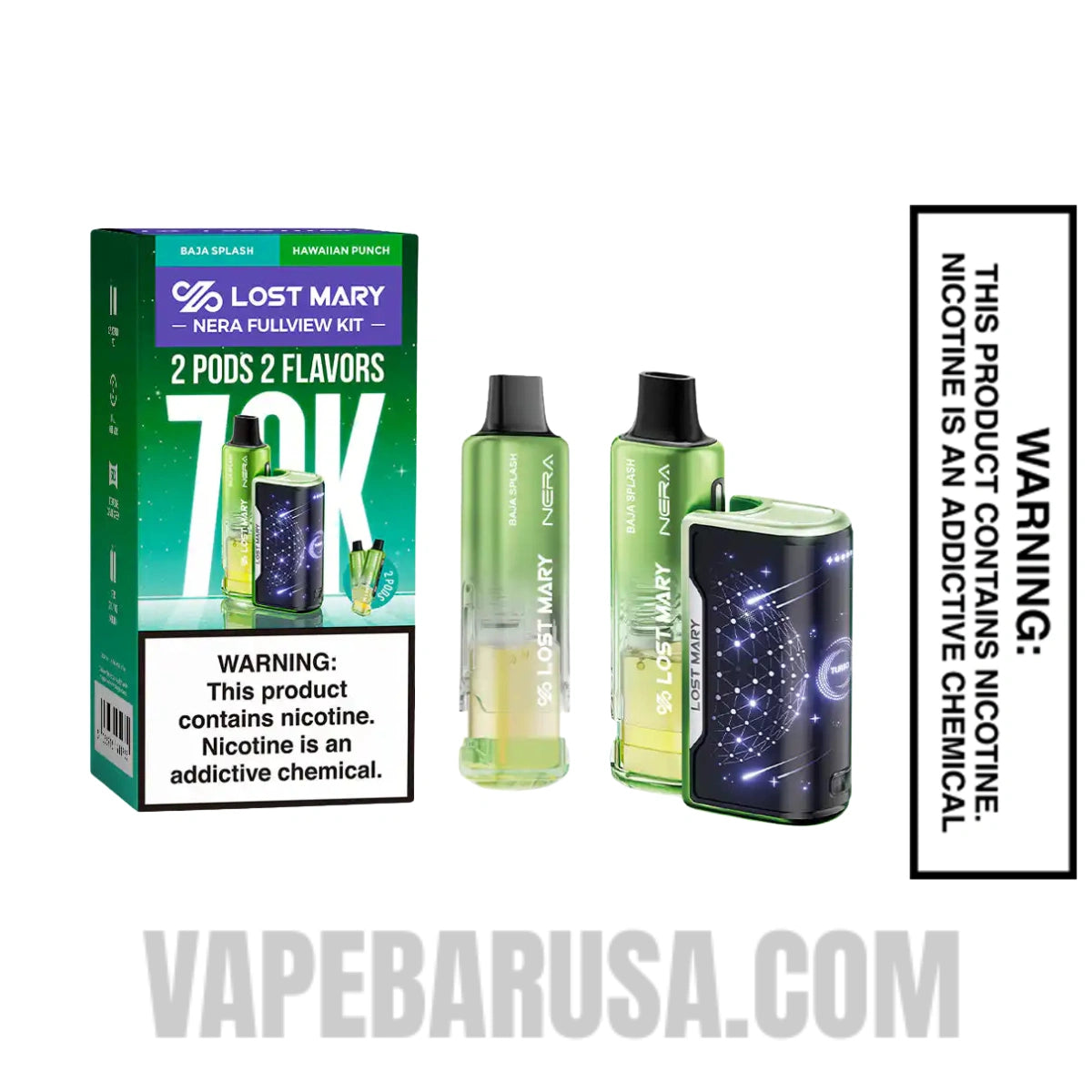 Baja Splash & Hawaiian Punch Lost Mary Nera Fullview 70K Disposable Vape Kit with Package Box