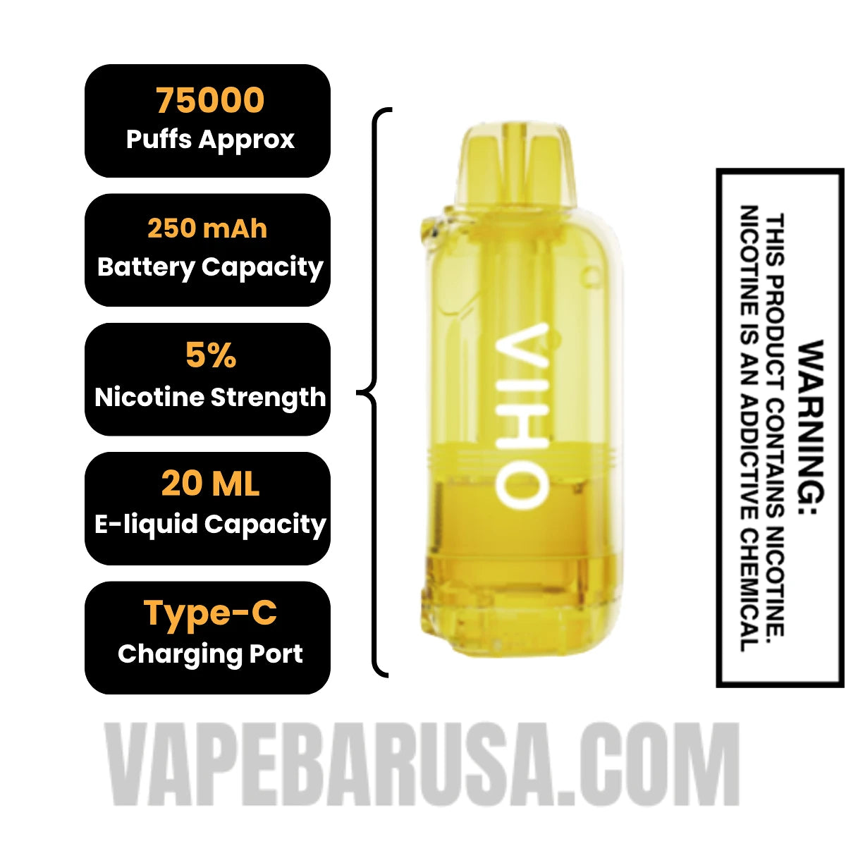 Banana Icy VIHO Shadow 75K Vape Pod Specifications