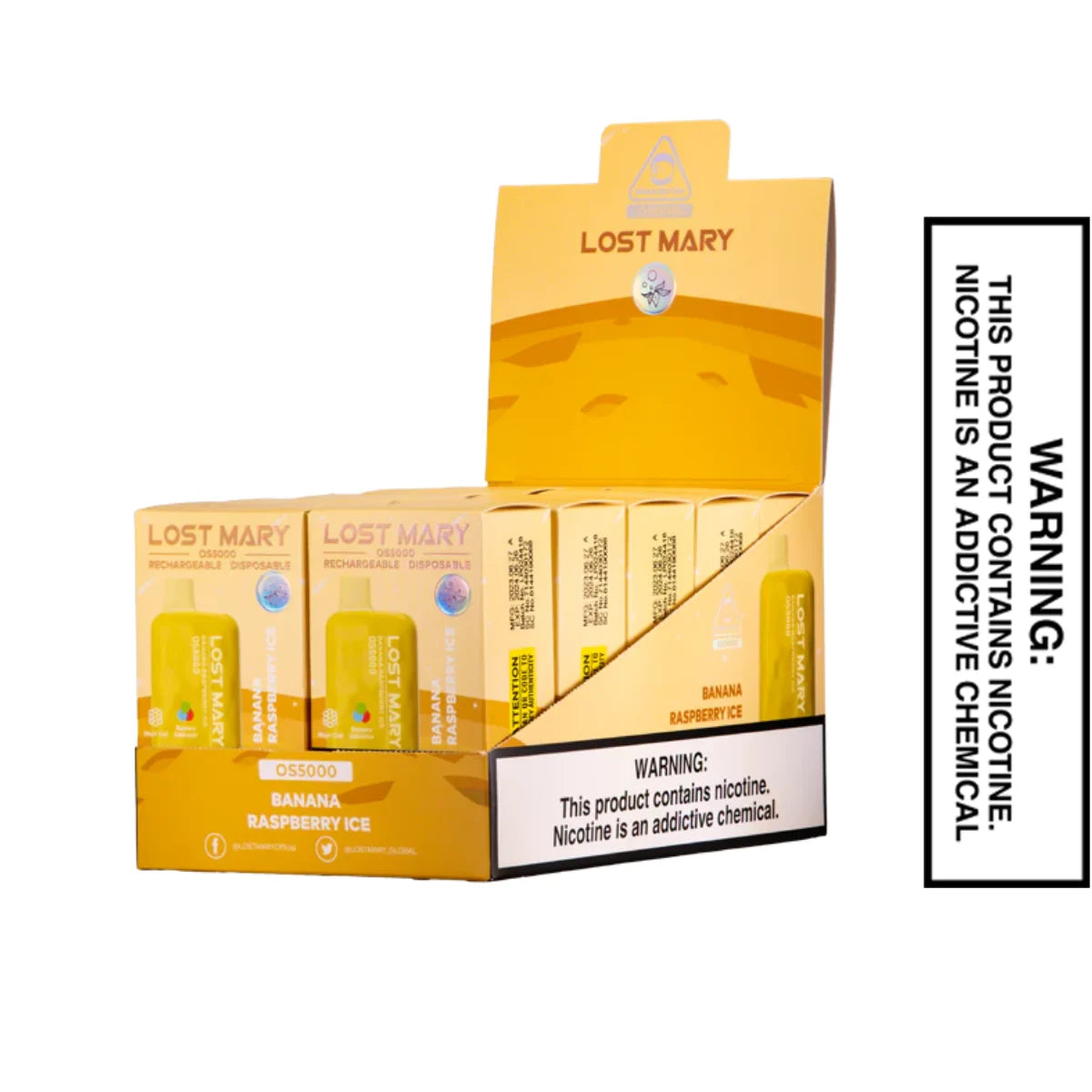 Banana Raspberry Ice Lost Mary OS5000 Disposable Vape With bundle Box