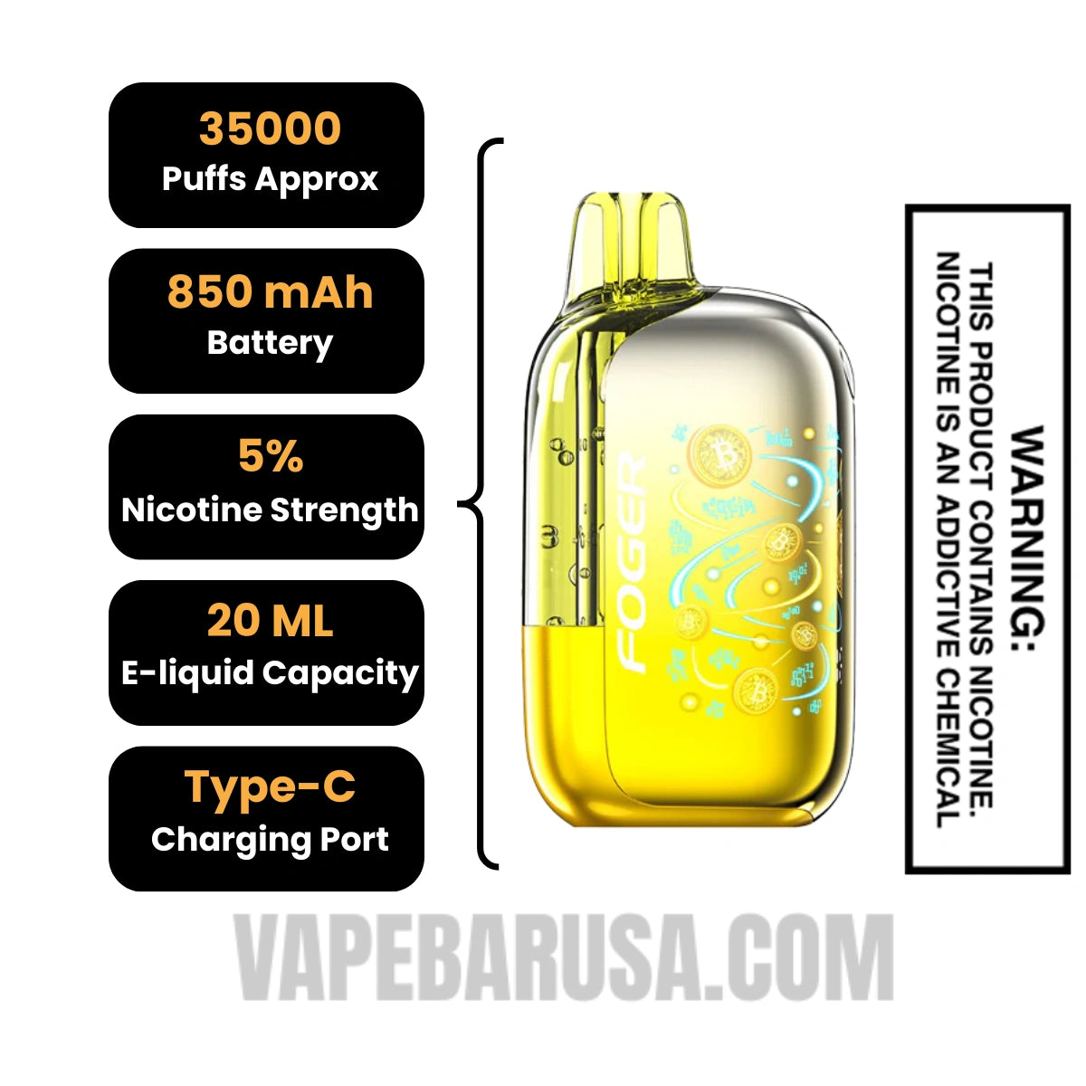 Banana Taffy Freeze Foger Bit 35K Disposable Vape specifications