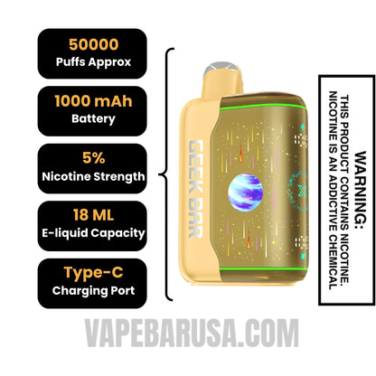 Banana Taffy Freeze Geek Bar Pulse X2 Disposable Vape Specifications