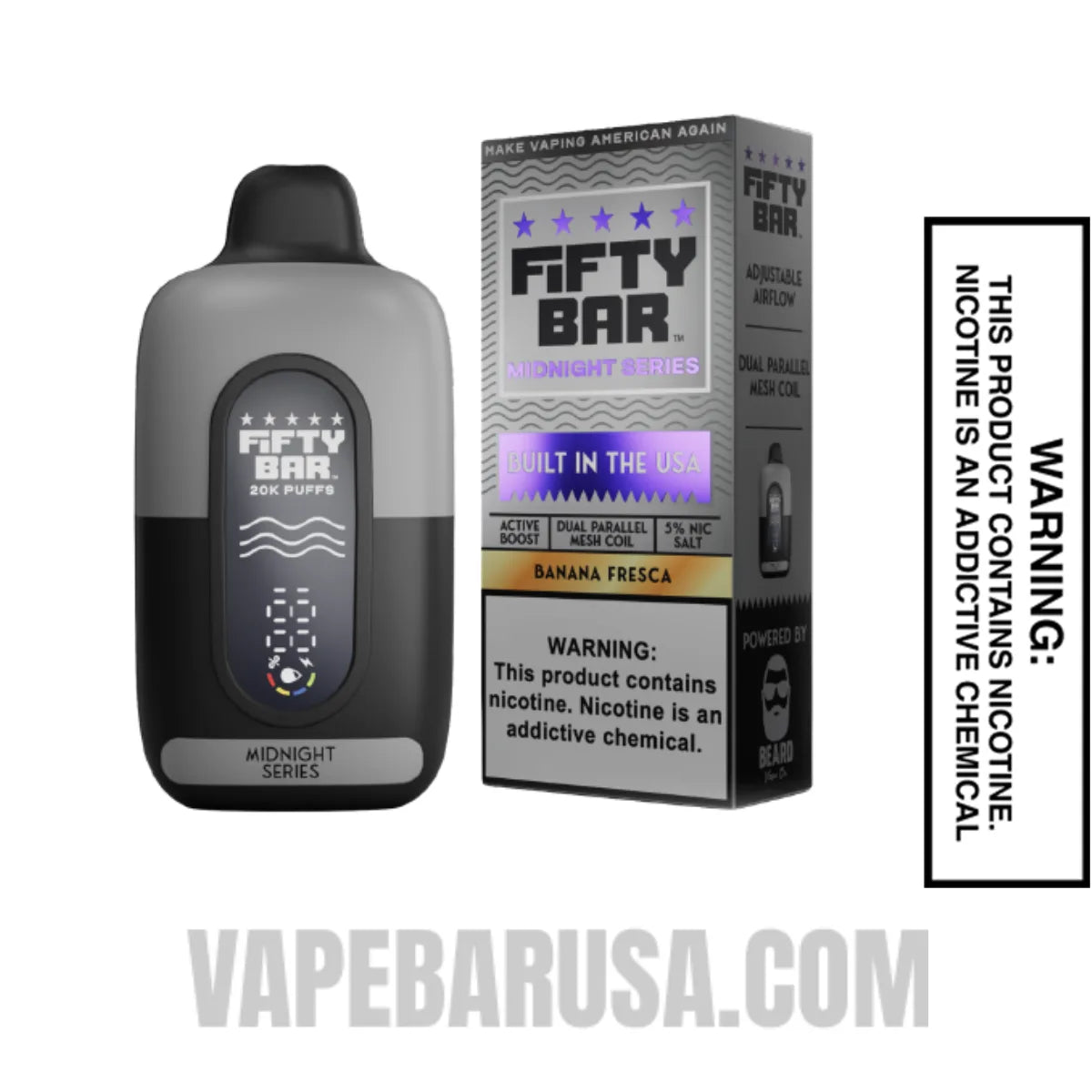 Banana Fresca Fifty Bar 20K Midnight Series Disposable Vape Wth Package Box