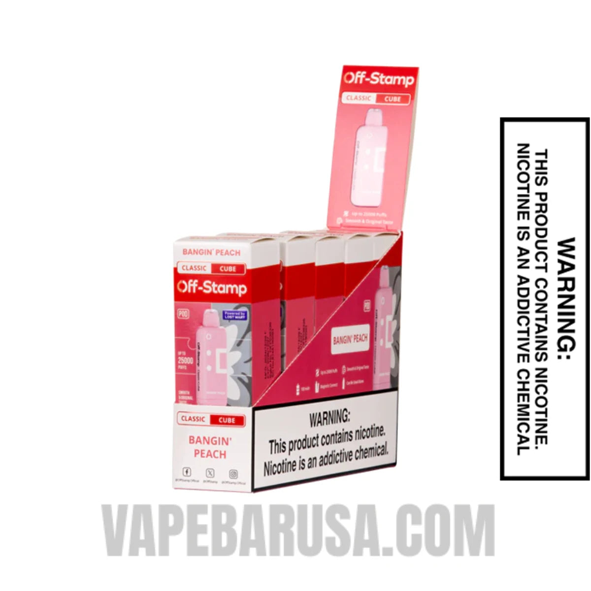 Bangin Peach Off Stamp Classic Cube 25K Disposable Pod With Bundle Box