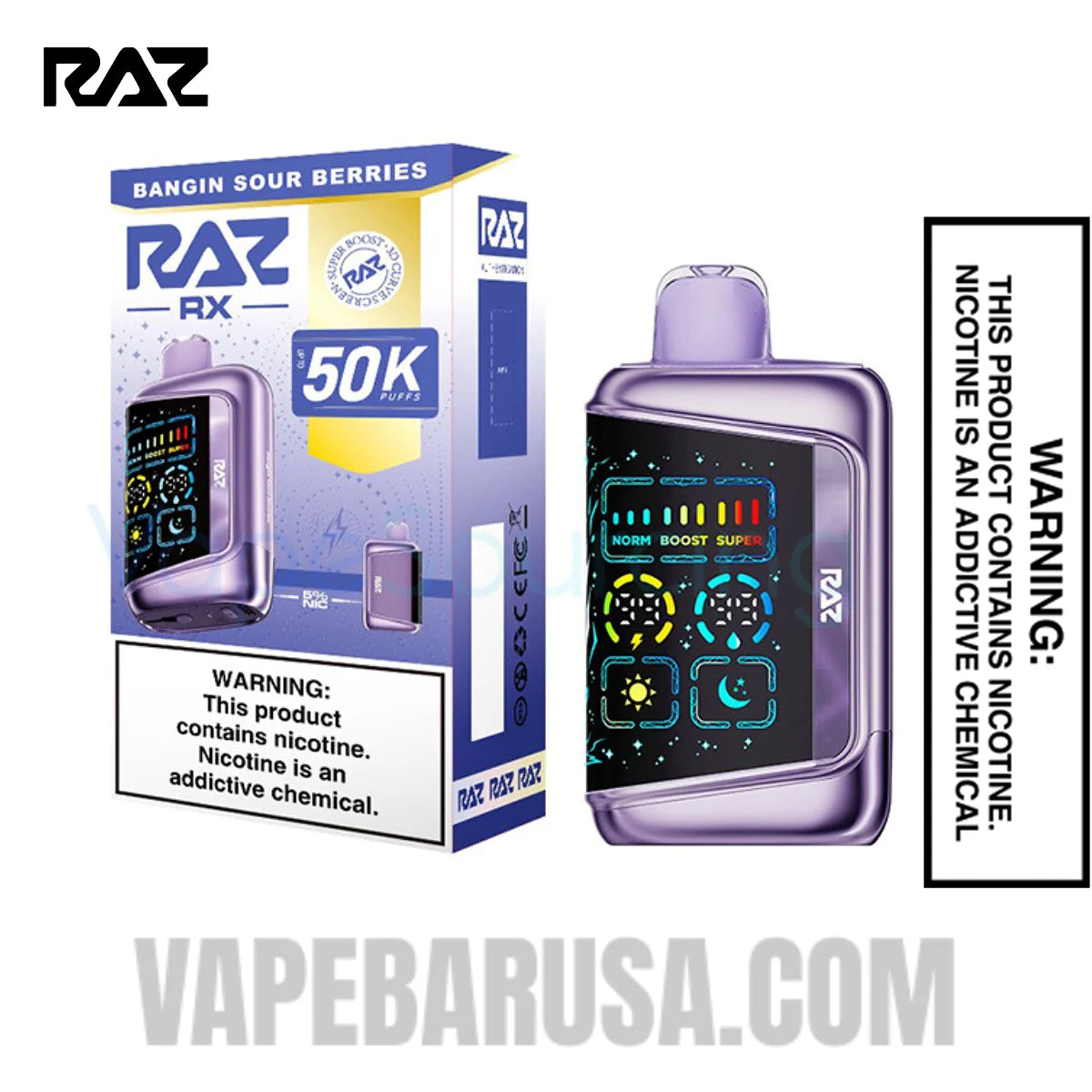Bangin Sour Berries RAZ RX50K Disposable Vape With Package Box
