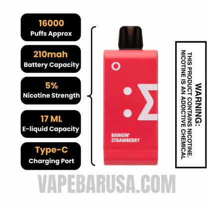 Bangin Strawberry Off Stamp SW16000 Disposable Pod Specifications