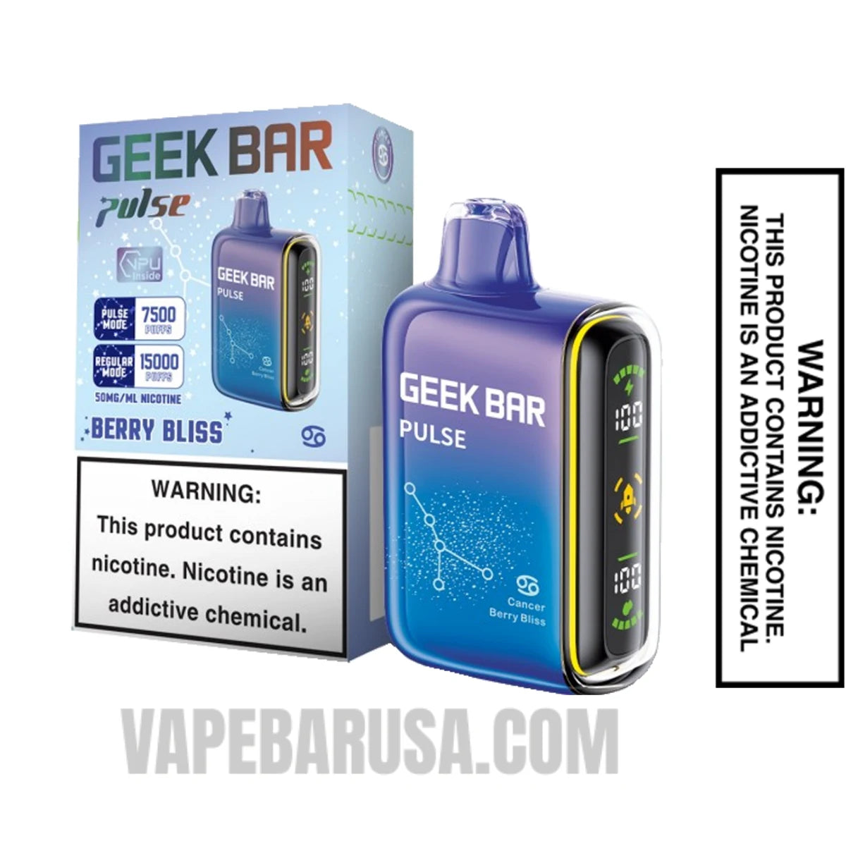 Berry Bliss Geek Bar Pulse Vape (Cancer) With Package Box