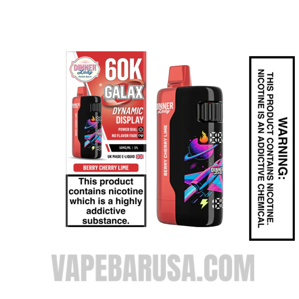 Berry Cherry Lime Dinner Lady Galax 60K Disposable Vape With Package Box