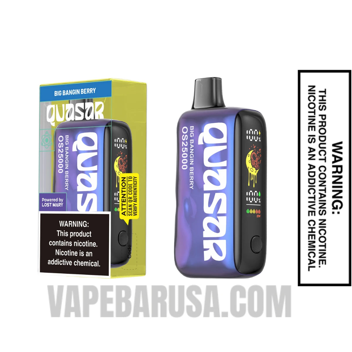 Big Bangin Berry Lost Mary Quasar OS25000 Disposable Vape with package box