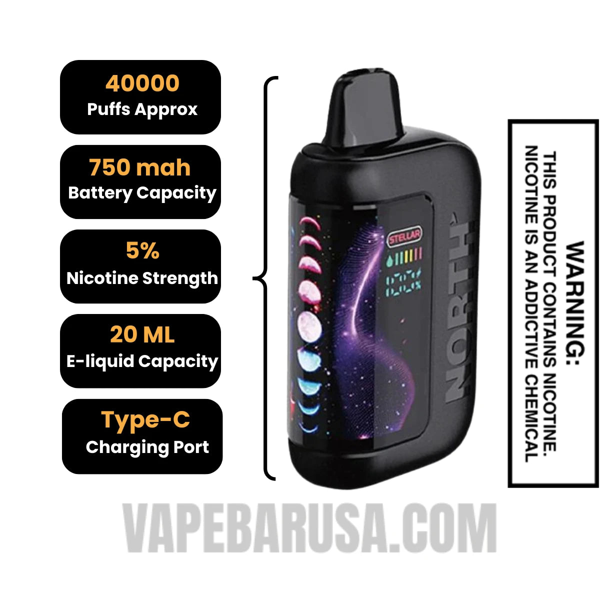 Black Cherry North Stellar Dark Moon 40K Disposable Vape specifications