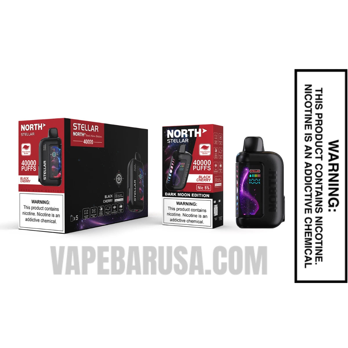 Black Cherry North Stellar Dark Moon 40K Disposable Vape with Bundle box
