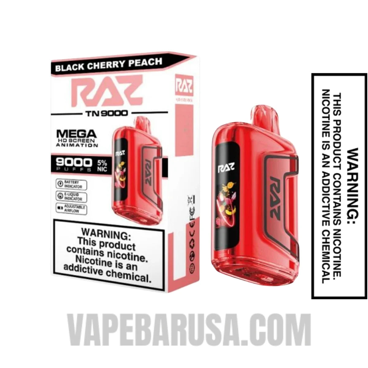 Black Cherry Peach RAZ TN9000 Disposable Vape With Package Box