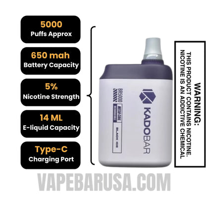 Black Ice Kado Bar BR5000 Disposable Vape Specifications 