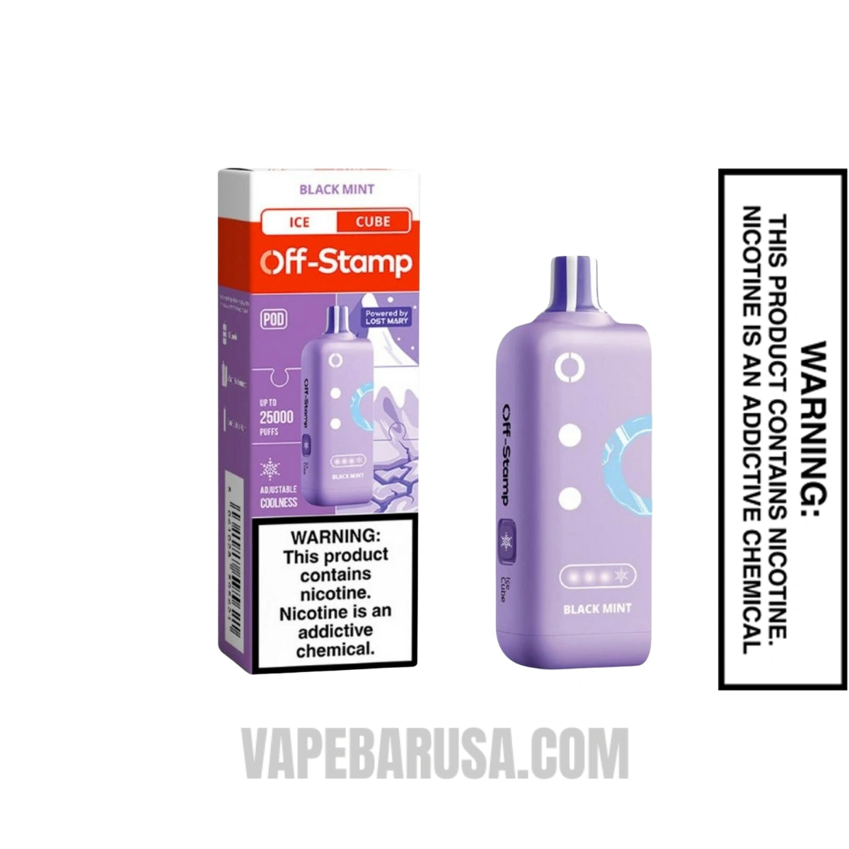 Black Mint Off Stamp Ice Cube 25K Disposable Pod With Package Box
