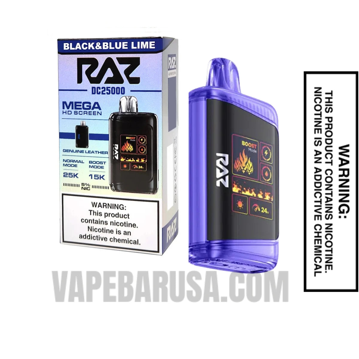 Black & Blue Lime RAZ DC25000 Disposable Vape With Package Box