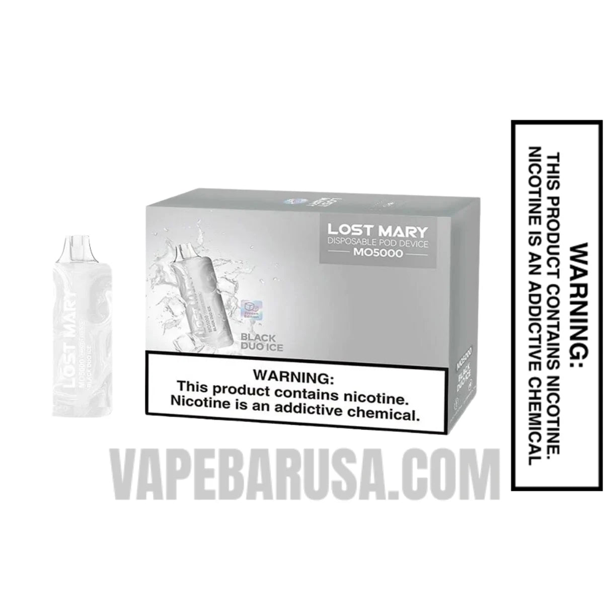 Black Duo Ice Lost Mary MO5000 Disposable Vape With bundle Box