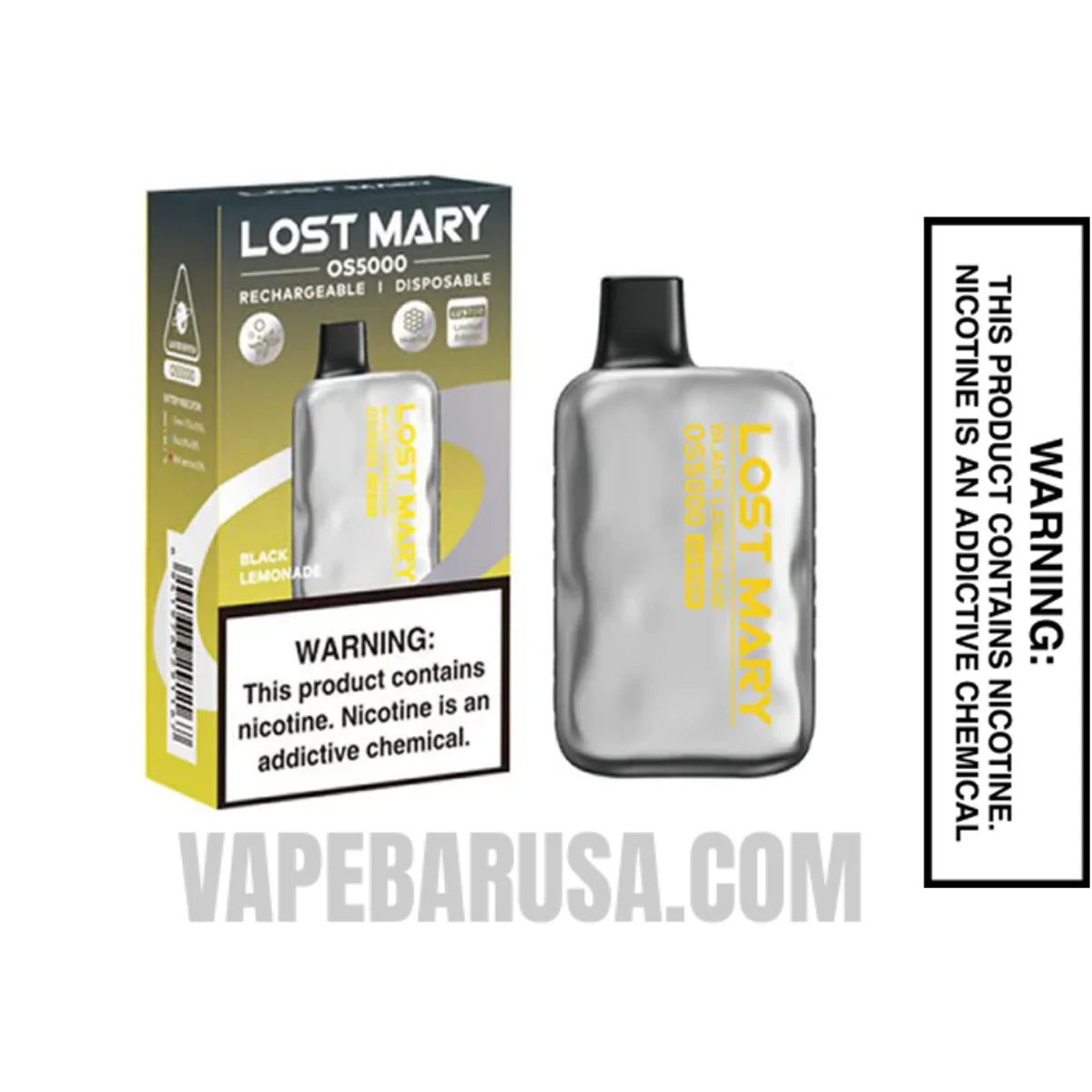 Black Lemonade Lost Mary OS5000 Disposable Vape With Package Box