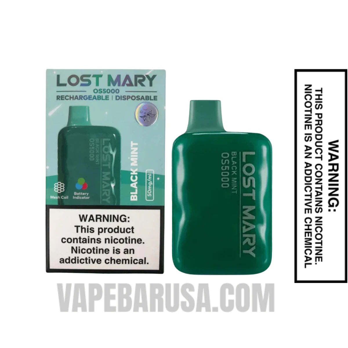 Black Mint Lost Mary OS5000 Disposable Vape With Package Box