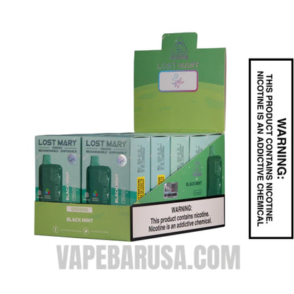 Black Mint Lost Mary OS5000 Disposable Vape With bundle Box