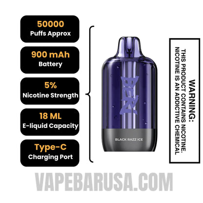 Black Razz Ice Beri Cliq 50K Disposable Vape Pod Specifications