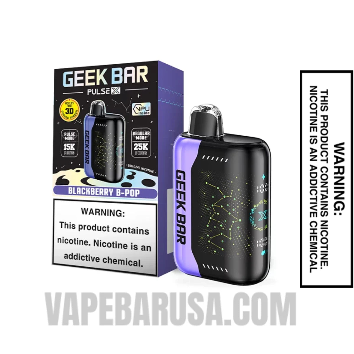 Blackberry B-Pop Geek Bar Pulse X 25K Disposable Vape With Package Box