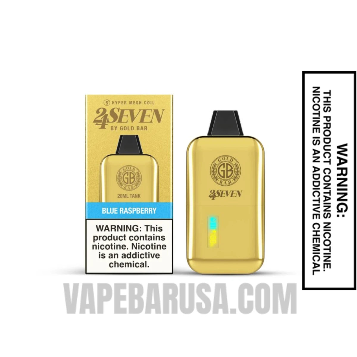 Blue Raspberry Gold Bar 24Seven Disposable Vape with Package Box