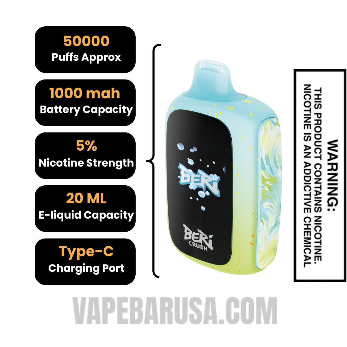 Blue Coconut Beri Crush 50K Disposable Vape Specifications