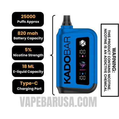 Blue Rancher Kado Bar Rizz 25000 Disposable Vape Specifcations