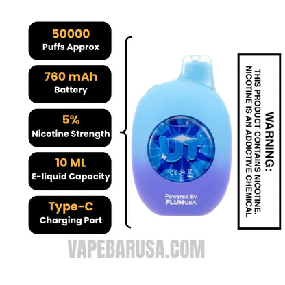 Blue Rancher/Lemonade Flum UT Bar 50K Disposable Vape Specifications