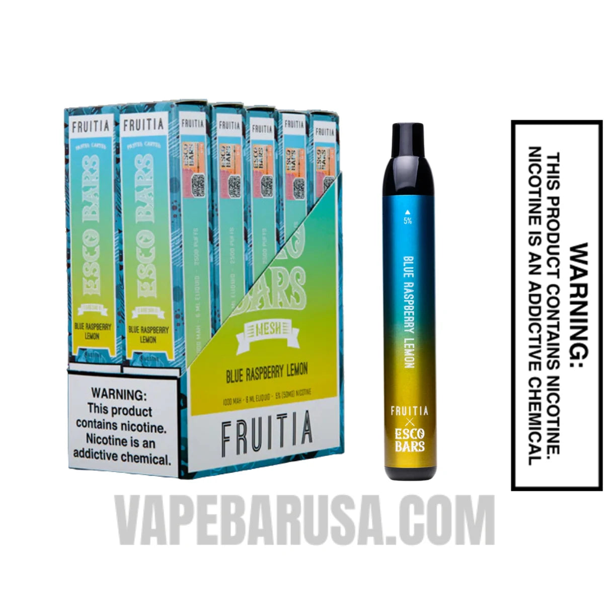 Blue Raspberry Lemon Esco Bars 2500 Puffs Disposable Vape with Bundle Pack