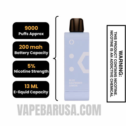 Blue Raspberry Lemon Off Stamp SW9000 Disposable Pod Specifications