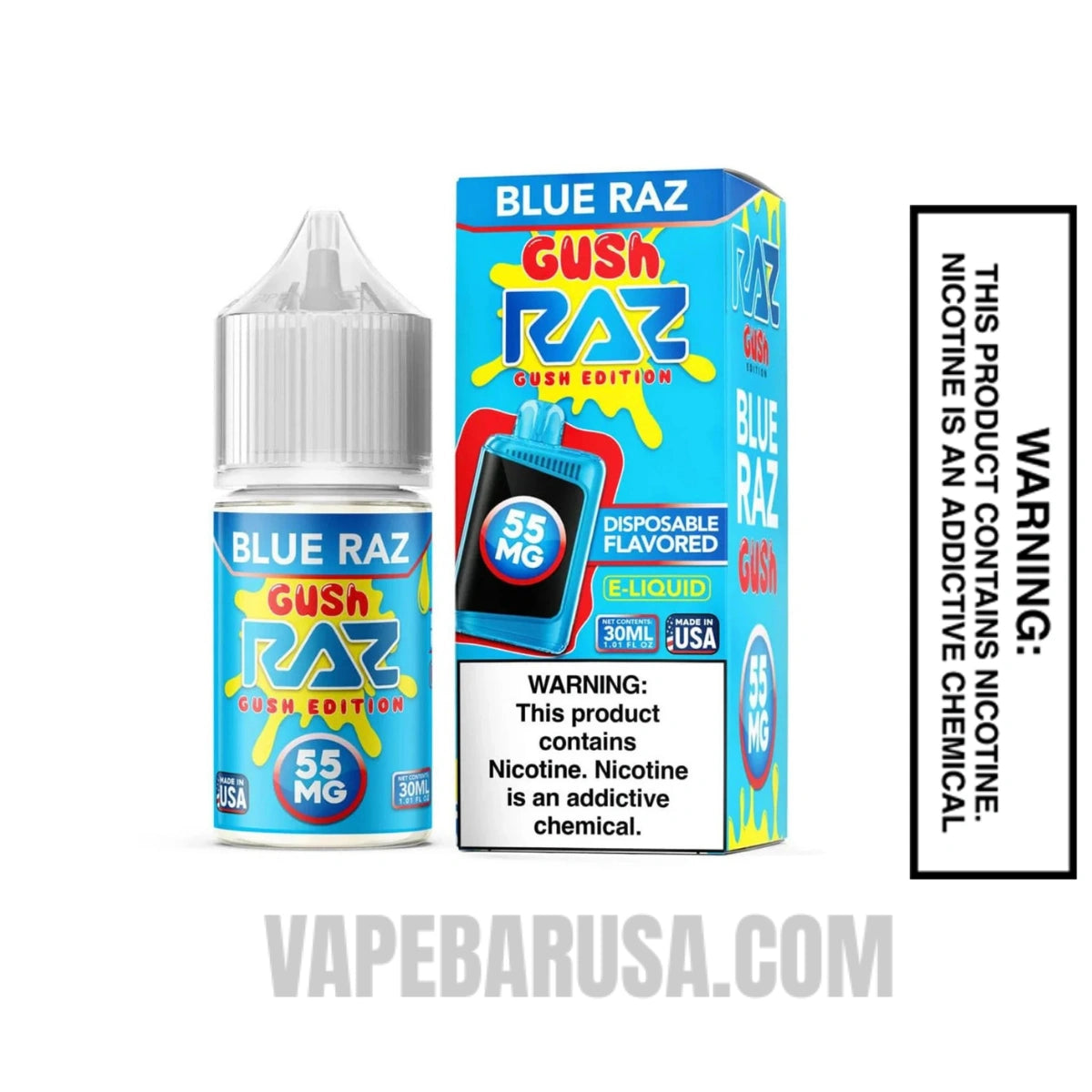 Blue Raz Gush RAZ Salt Nic Juice 30 ML  With Package Box