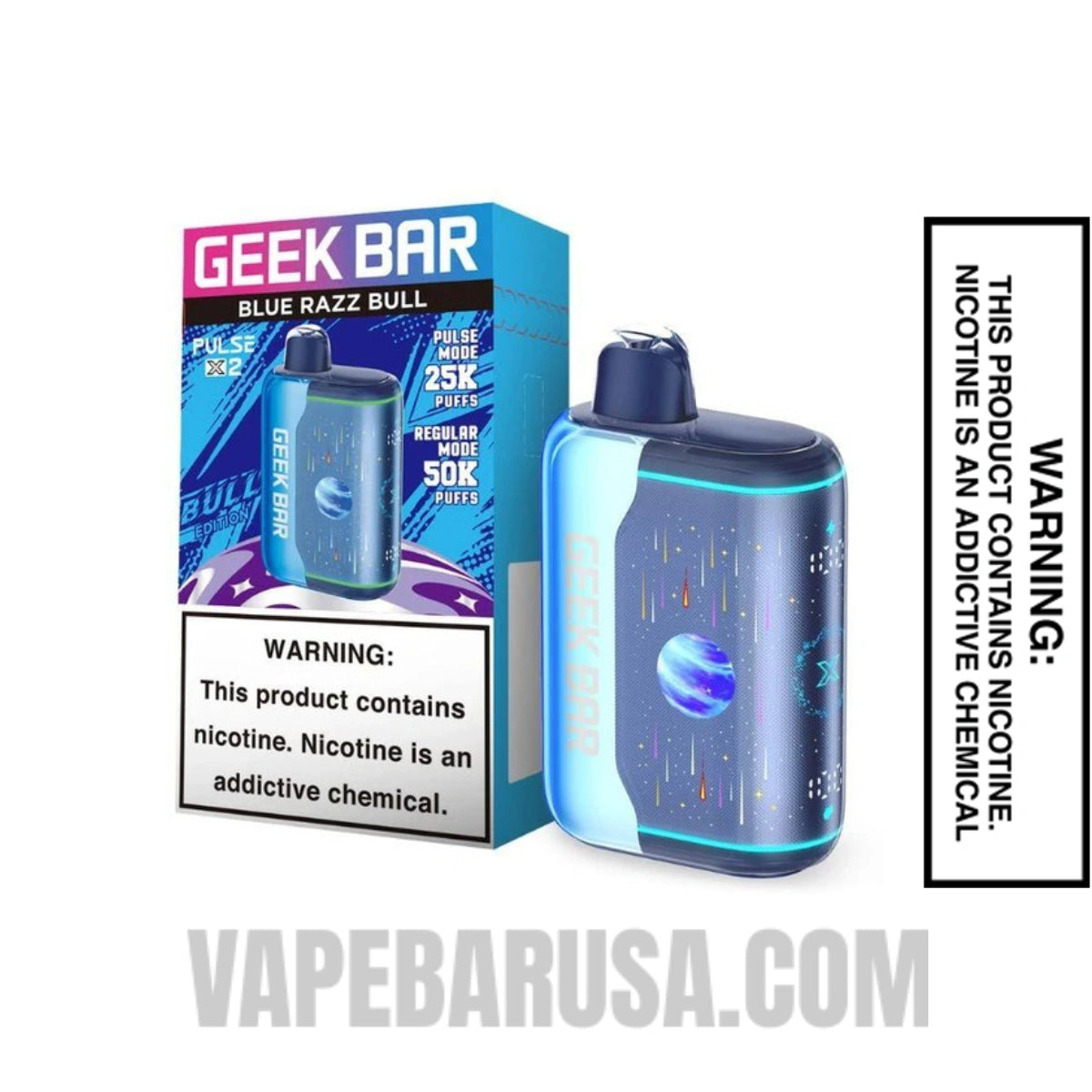 Blue Razz Bull Geek Bar Pulse X2 Disposable Vape With Package Box