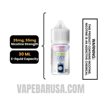 Blue Razz Cotton Clouds Pod Juice X RAZ Salt Nic juice 30 ML specifications