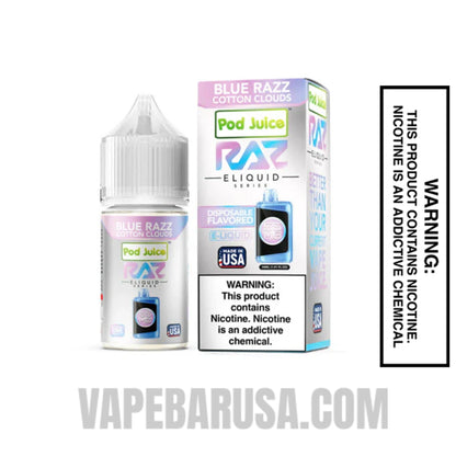 Blue Razz Cotton Clouds Pod Juice X RAZ Salt Nic juice 30 ML With Package Box