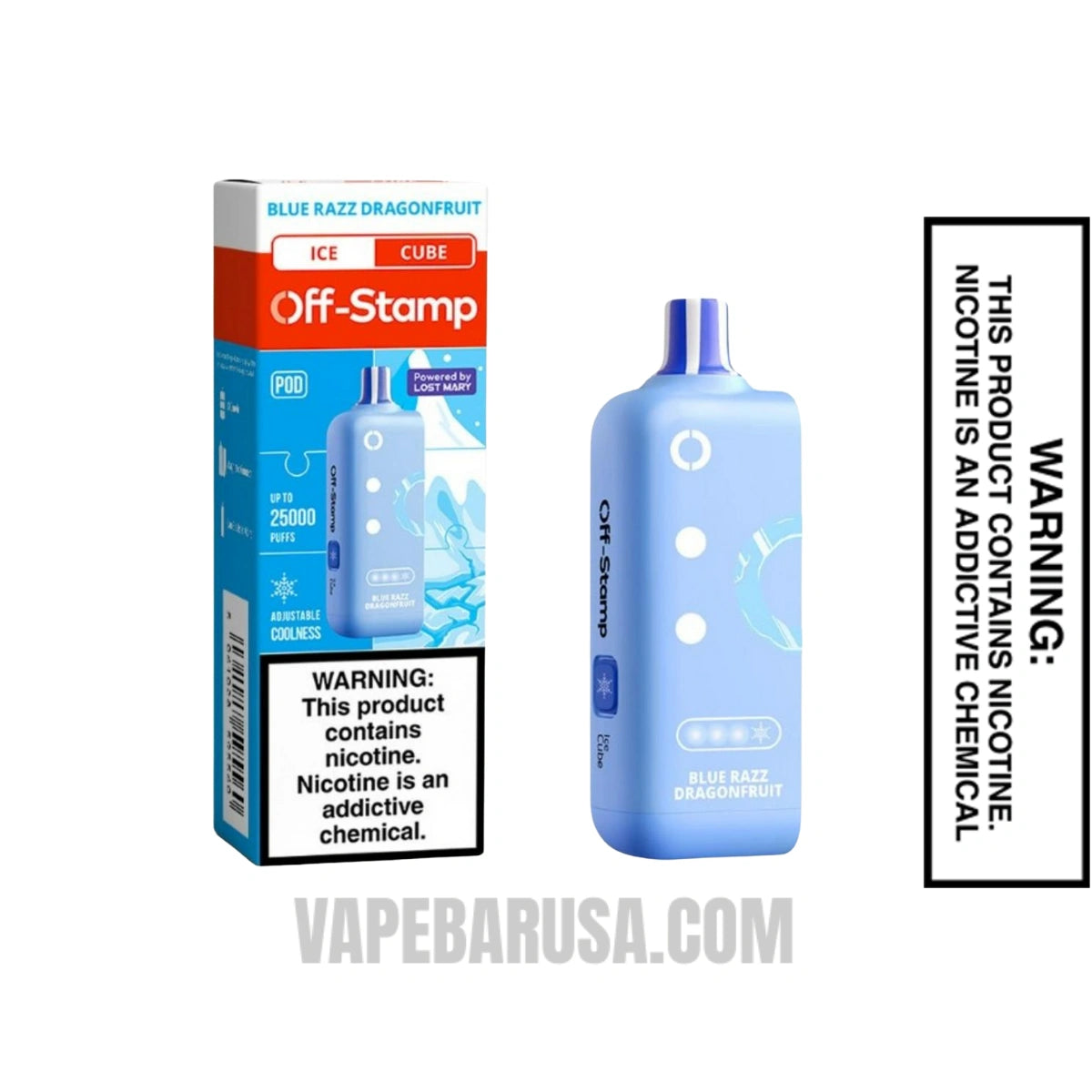 Blue Razz Dragonfruit Off Stamp Ice Cube 25K Disposable Pod With Package Box