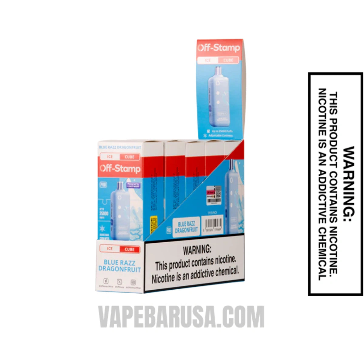 Blue Razz Dragonfruit Off Stamp Ice Cube 25K Disposable Pod With Bundle Box