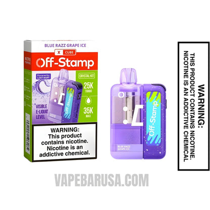 Blue Razz Grape Ice Off Stamp X Cube Crystal Cube 35K Vape Kit With Package Box