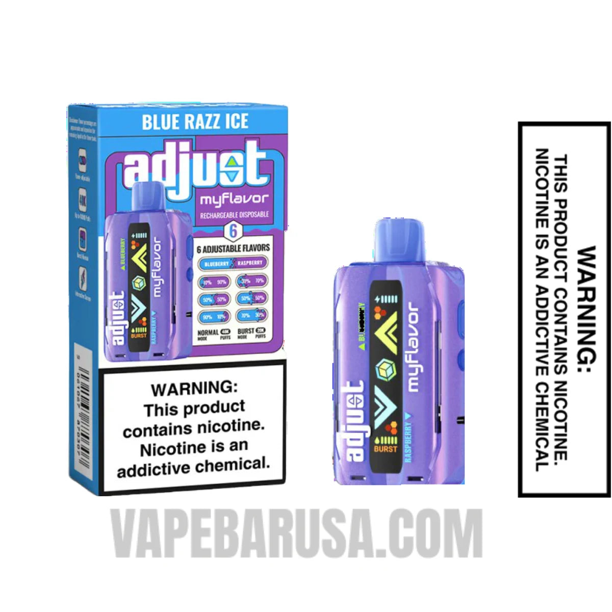 Blue Razz Ice Adjust MyFlavor 40K Disposable Vape With Package Box