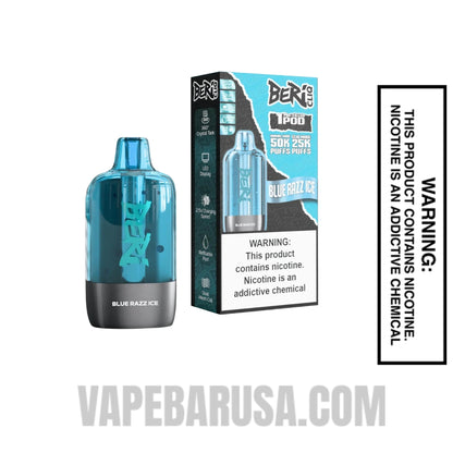 Blue Razz Ice Beri Cliq 50K Disposable Vape Pod With Package Box