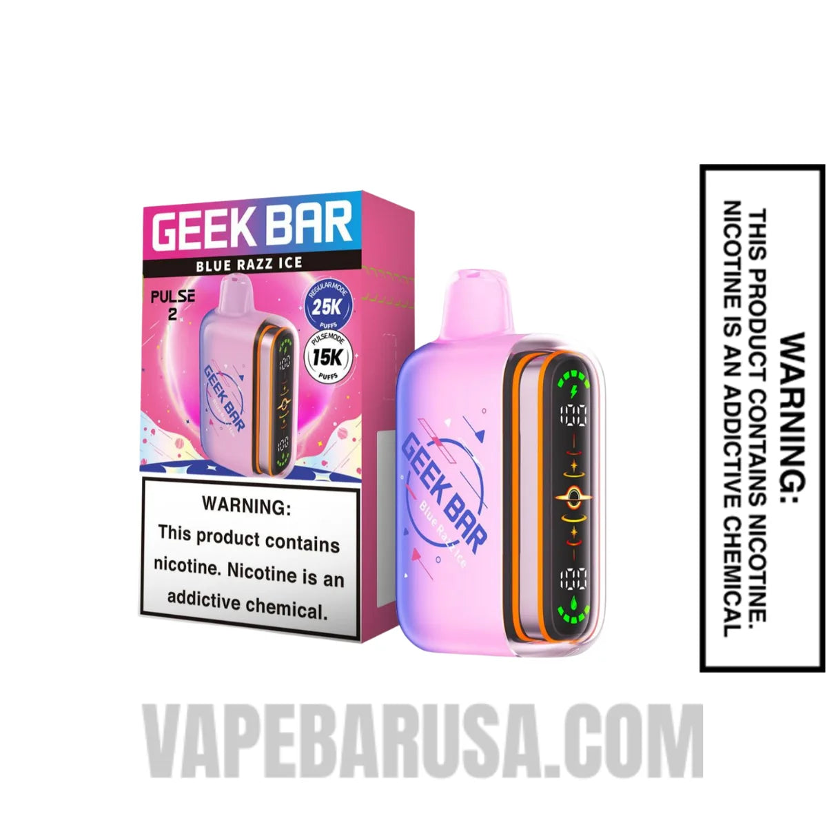 Blue Razz Ice Geek Bar Pulse 2 Disposable Vape With Package Box