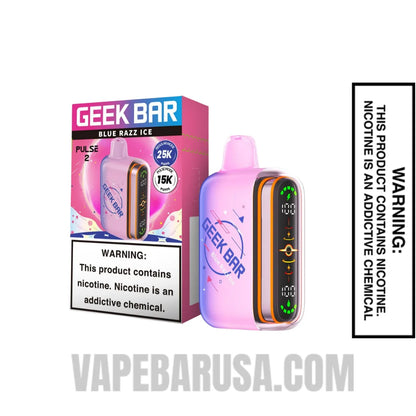 Blue Razz Ice Geek Bar Pulse 2 Disposable Vape With Package Box