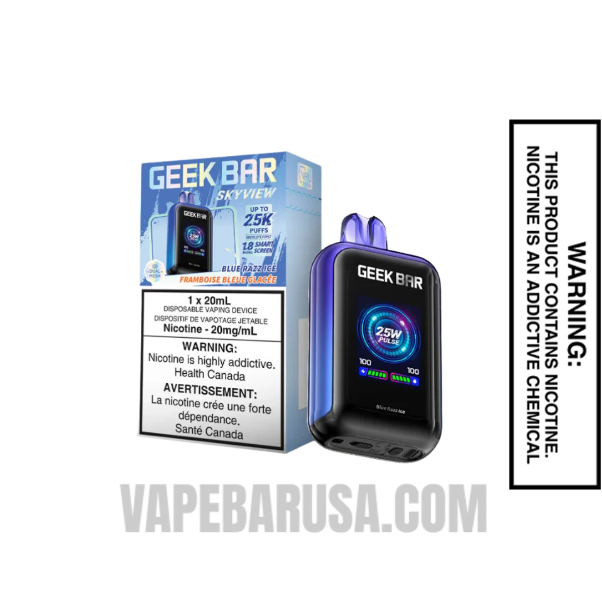 Blue Razz Ice Geek Bar Skyview Disposable Vape With Package Box

