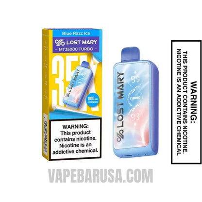 Blue Razz Ice Lost Mary MT35000 Turbo Disposable Vape with package box